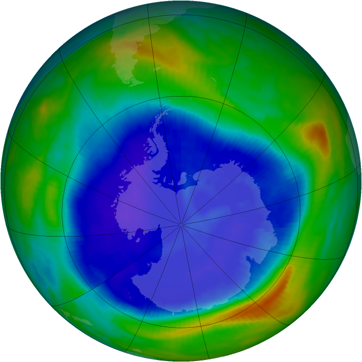 Antarctic ozone map for 08 September 1999